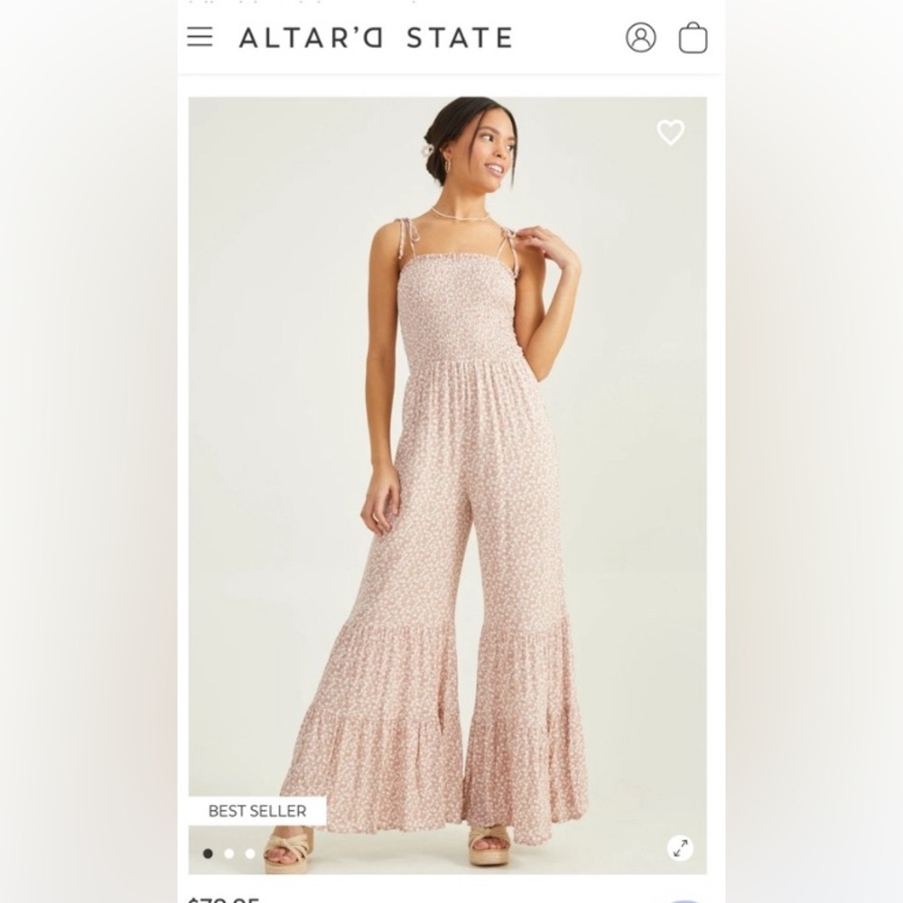 Pink floral jumpsuit with flare legs